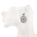Circle Blue Stone Vintage Native American Style Earrings - ProudThunderbird