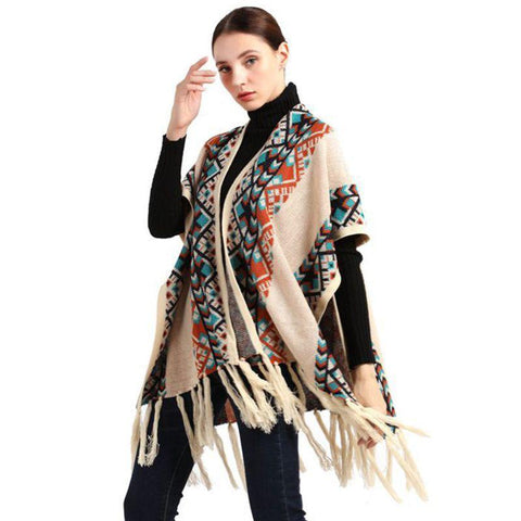 Ethnic Style Geometric Stripes Winter Native American Shawl & Scarf - Powwow Store
