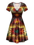 GB-NAT00068 United Tribes Brown Design Neck Dress