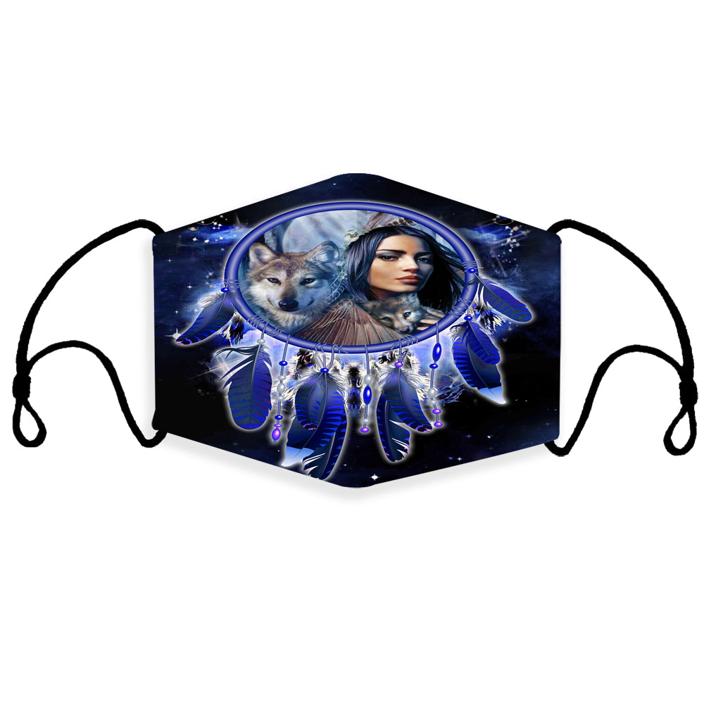 Powwow Store gb nat00355 native girl dream catcher blue galaxy 3d mask with 1 filter