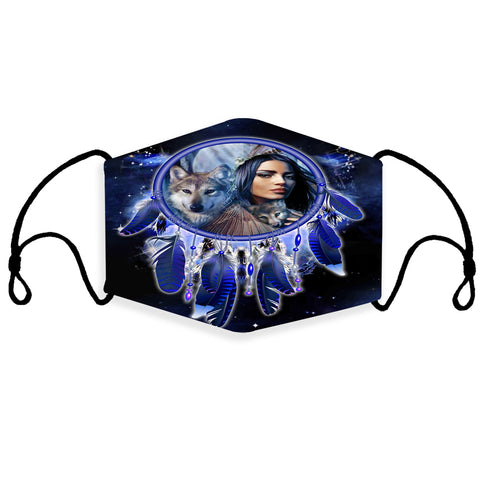 GB-NAT00355 Native Girl Dream Catcher Blue Galaxy 3D Mask (with 1 filter)