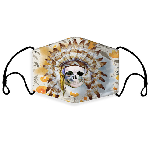 GB-NAT00366 Skull Chief Headdress Feathers 3D Mask (with 1 filter)