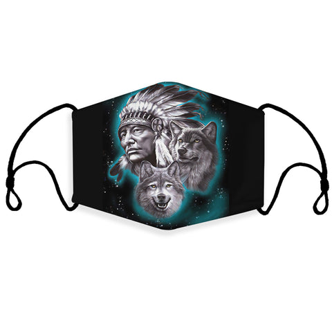 GB-NAT00208-02 Chief & Wolf Native American 3D Mask (with 1 filter)