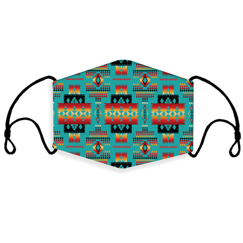 GB-NAT00046-01 Blue Native Tribes Pattern Native American 3D Mask (with 1 filter)