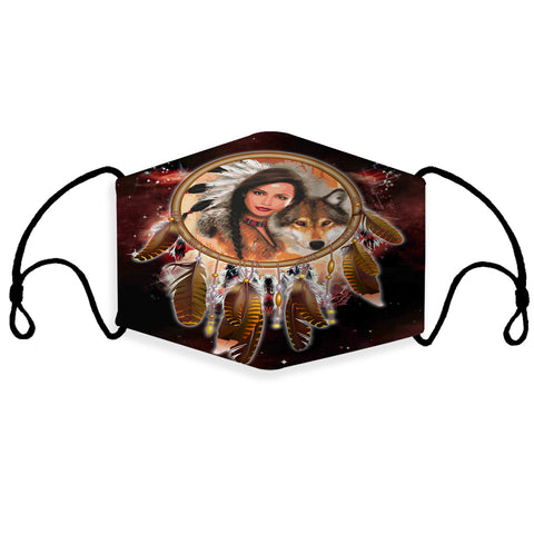 GB-NAT00354 Native Girl Dream Catcher Red Galaxy 3D Mask (with 1 filter)