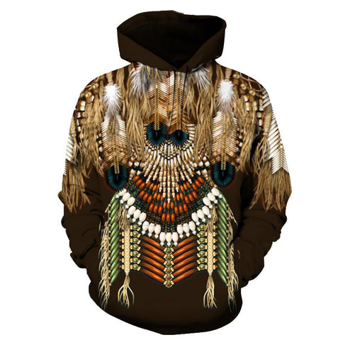 Brown Native American Hoodie no link - Powwow Store