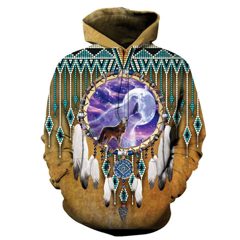 Wolf Dreamcatcher Native American  Hoodie no link - Powwow Store