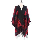 Tassels Red Black Geometric Native American Scarves - Powwow Store