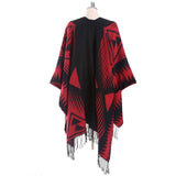 Tassels Red Black Geometric Native American Scarves - Powwow Store