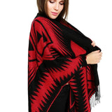 Tassels Red Black Geometric Native American Scarves - Powwow Store