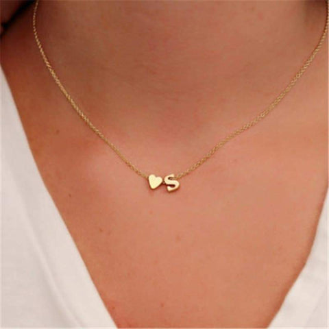 Fashion Tiny Dainty Heart Initial Necklace Personalized Letter Necklace Name Jewelry for women accessories girlfriend gift - ProudThunderbird
