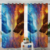 Fire and Ice Wolves Native American Design Window Living Room Curtain - ProudThunderbird