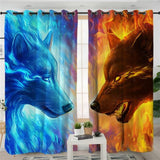 Fire and Ice Wolves Native American Design Window Living Room Curtain - ProudThunderbird