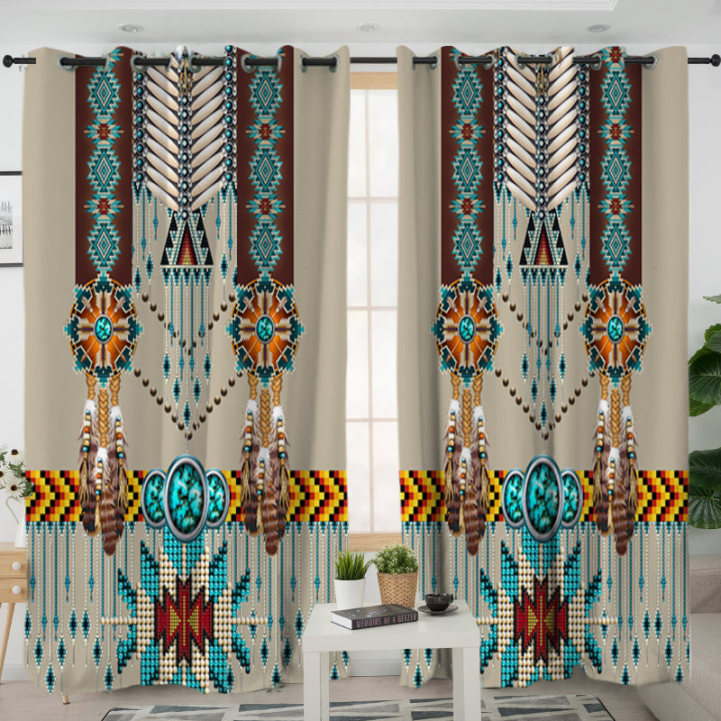 Turquoise Blue Pattern Breastplate Native American Hawaiian Shirt 3D