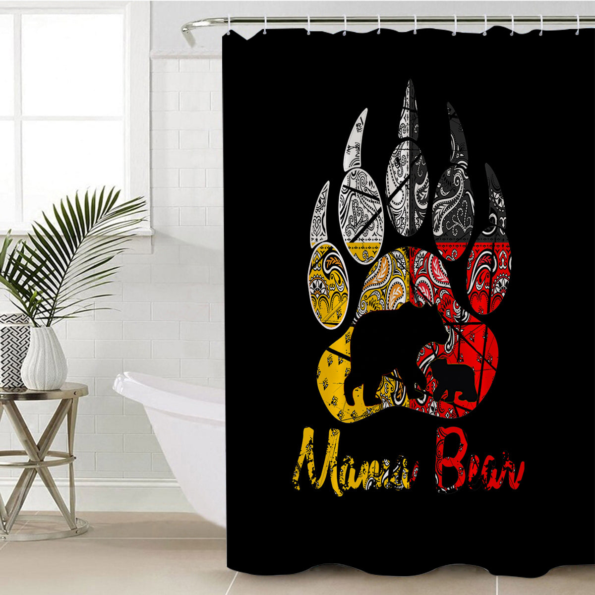 GB-NAT00085-SCUR01 Mama Bear Native American Shower Curtain - Powwow Store