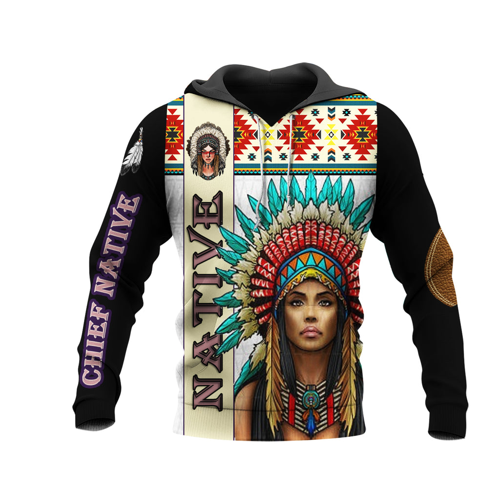 Powwow Store gb nat00571 girl chief 3d hoodie