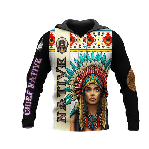 Powwow Store gb nat00571 girl chief 3d hoodie