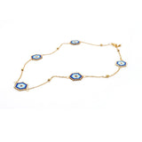 Blue Geometric Seed Beads Native American Necklace - ProudThunderbird