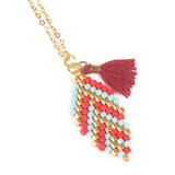 Red Pattern Seed Beads Native American Necklace - Powwow Store