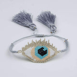 Silver Evil Eye Seed Beads Native American Bracelet