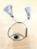Silver Evil Eye Seed Beads Native American Bracelet