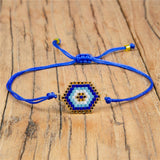 Native Blue Pattern Native American Seed Beads Bracelet