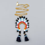 Chief Headdress Seed Beads Native American Necklace - ProudThunderbird