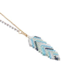 Blue Feather Seed Beads Native American Pendant Necklace - ProudThunderbird