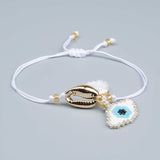 White Evil Eye Seed Beads Native American Bracelet - Powwow Store