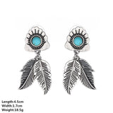 Leaf Tribal With One Stone Indian Native American Earrings - Powwow Store