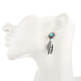 Leaf Tribal With One Stone Indian Native American Earrings - Powwow Store