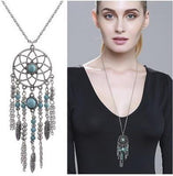 Dreamcatcher Stone Leaves Native American Necklace - ProudThunderbird