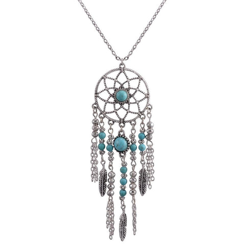 Dreamcatcher Stone Leaves Native American Necklace - ProudThunderbird