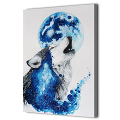 1 Piece Blue Wolf Framed Native American Canvas - Powwow Store