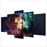 5 Pieces Galaxy Wolf Native American Canvas - ProudThunderbird