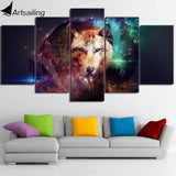 5 Pieces Galaxy Wolf Native American Canvas - ProudThunderbird