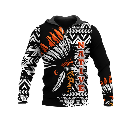 Powwow StoreHD00063 Pattern Black Chief Native 3D Hoodie