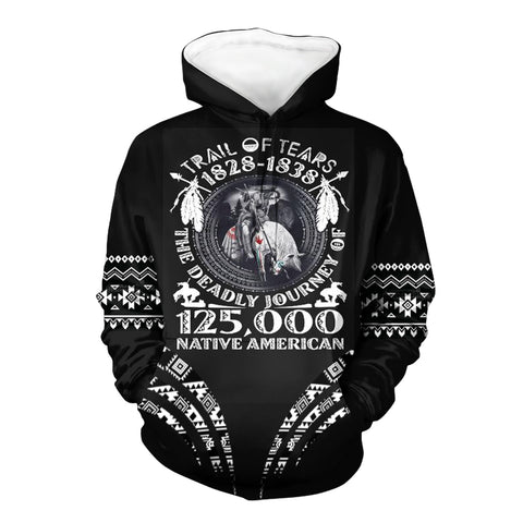 Powwow StoreHD00069 The Trail of Tears Pattern Native 3D Hoodie