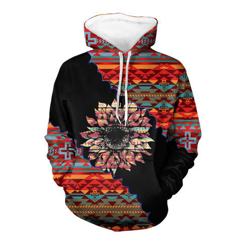 Powwow StoreHD00082  Sunflower Pattern Native 3D Hoodie