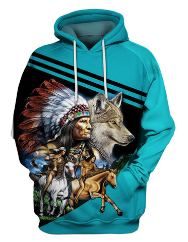 Powwow StoreHD00036 Pattern Native American Pride  3D Hoodie