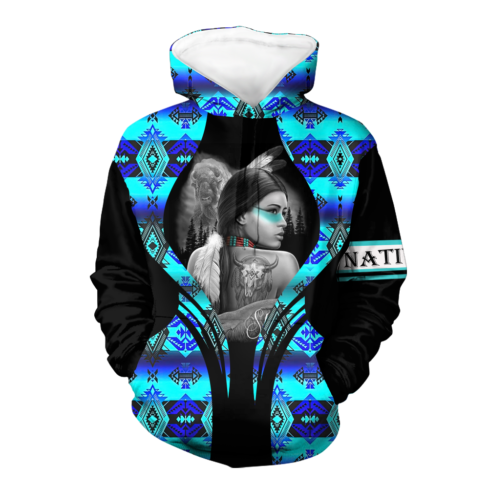 Powwow StoreHD000501 Pattern Native Pride 3D Hoodie