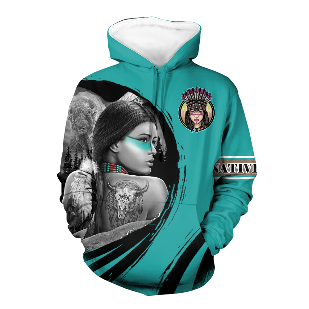 Powwow StoreHD000512 Pattern Native Pride 3D Hoodie