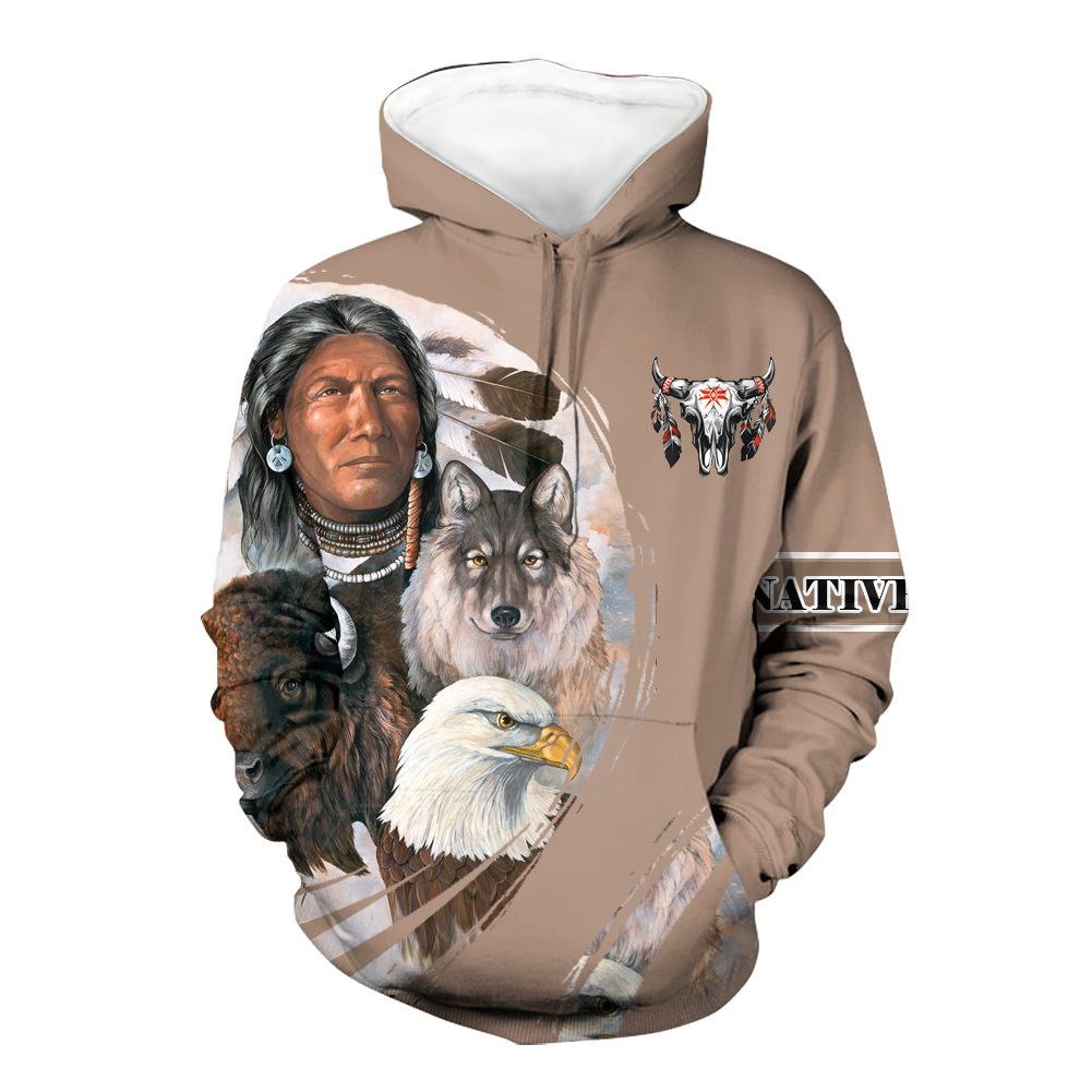 Powwow StoreHD000525 Pattern Native Pride 3D Hoodie