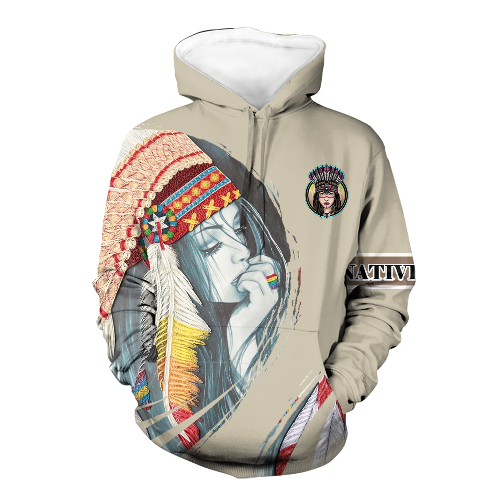 Powwow StoreHD000524 Pattern Native Pride 3D Hoodie