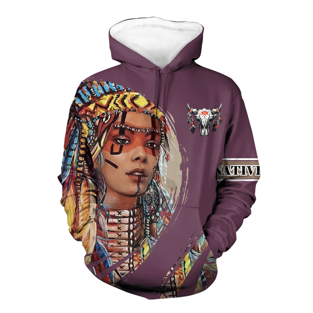 Powwow StoreHD000520 Pattern Native Pride 3D Hoodie