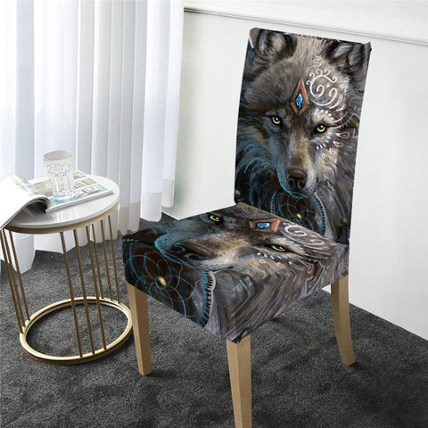 Wolf Warrior Dreamcatcher Native American Chair Covers - Powwow Store