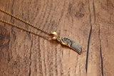 Stainless Steel Feather Angel Wing Pendants Necklace