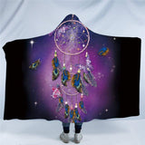 Dreamcatcher Butterfly Native American Design Hooded Blanket - ProudThunderbird
