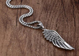 Stainless Steel Feather Angel Wing Pendants Necklace - Powwow Store