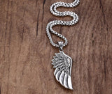 Stainless Steel Feather Angel Wing Pendants Necklace